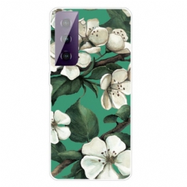 Cover Samsung Galaxy S21 FE Fiori Bianchi Dipinti