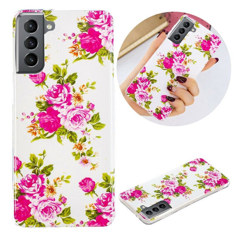 Cover Samsung Galaxy S21 FE Fiori Liberty Fluorescenti