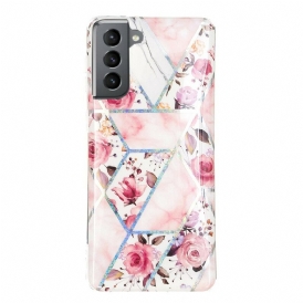 Cover Samsung Galaxy S21 FE Fiori Marmorizzati