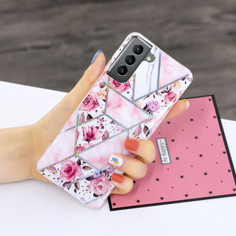 Cover Samsung Galaxy S21 FE Fiori Marmorizzati