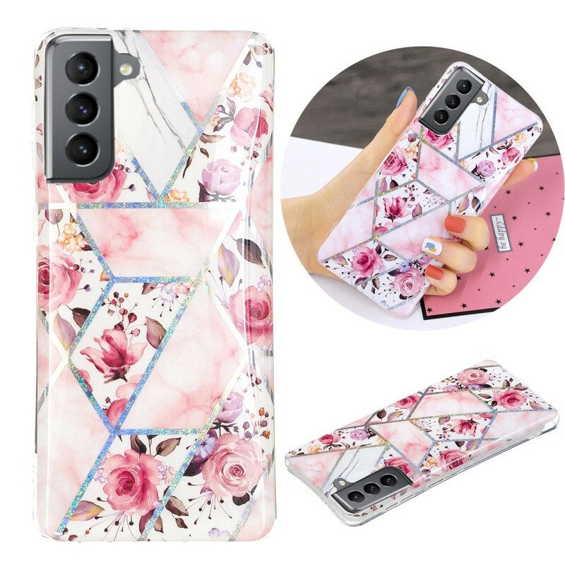 Cover Samsung Galaxy S21 FE Fiori Marmorizzati