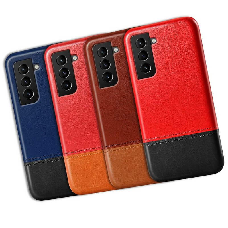 Cover Samsung Galaxy S21 FE Ksq Effetto Pelle Bicolore