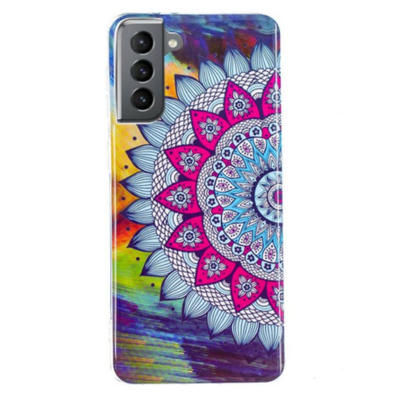 Cover Samsung Galaxy S21 FE Mandala Colorato Fluorescente