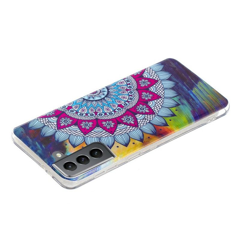 Cover Samsung Galaxy S21 FE Mandala Colorato Fluorescente