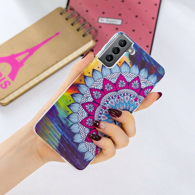 Cover Samsung Galaxy S21 FE Mandala Colorato Fluorescente