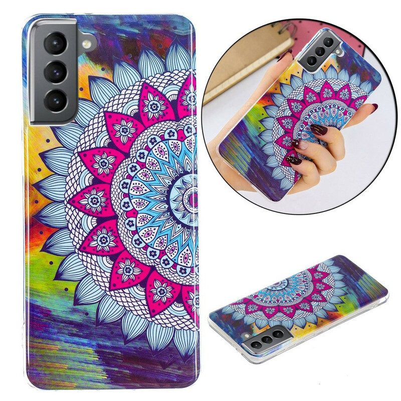 Cover Samsung Galaxy S21 FE Mandala Colorato Fluorescente