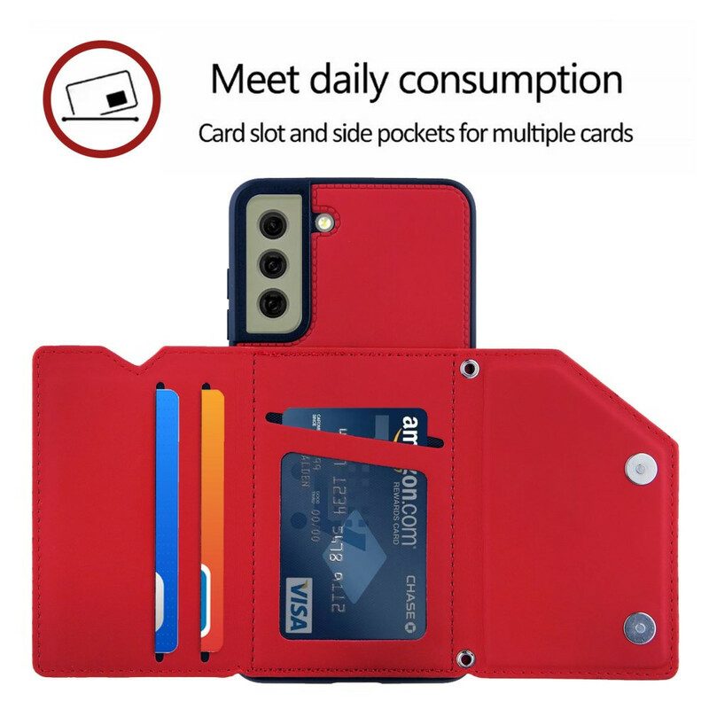 Cover Samsung Galaxy S21 FE Supporto Multi-card Vivavoce E Cordino