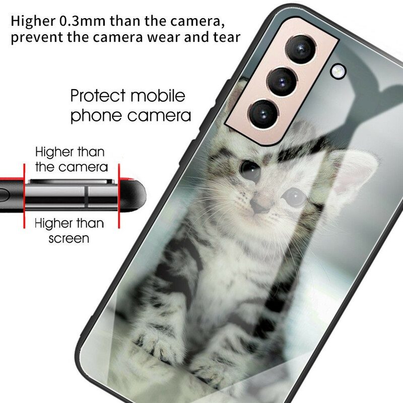 Cover Samsung Galaxy S21 FE Vetro Temperato Gattino