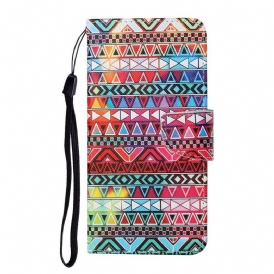 Custodia A Portafoglio Samsung Galaxy S21 FE Patchwork Con Cordino