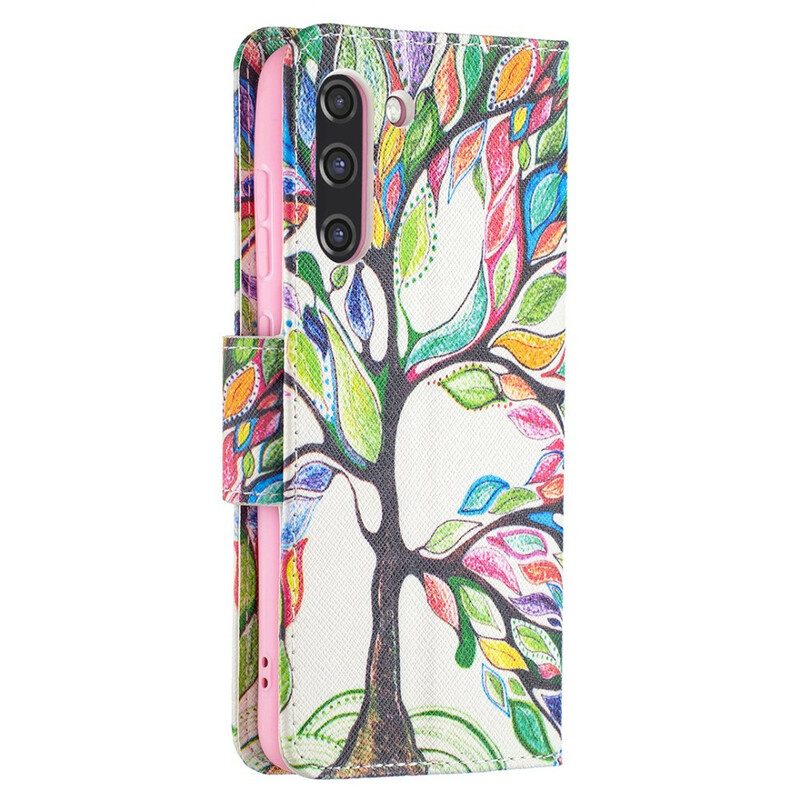 Custodia in pelle Samsung Galaxy S21 FE Albero Colorato