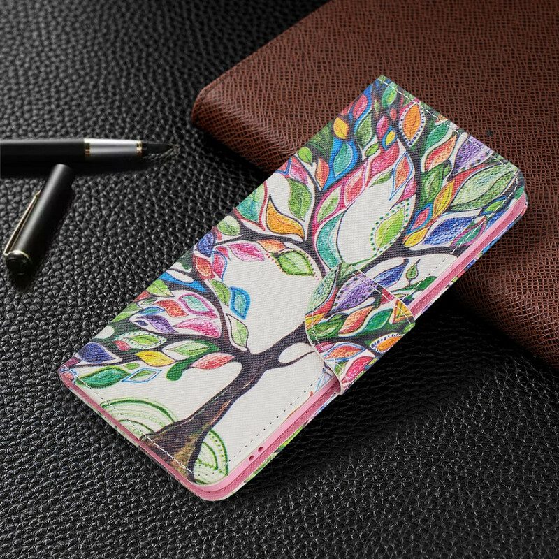 Custodia in pelle Samsung Galaxy S21 FE Albero Colorato