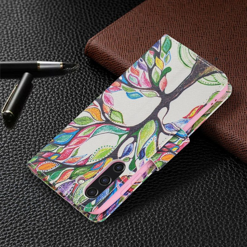 Custodia in pelle Samsung Galaxy S21 FE Albero Colorato