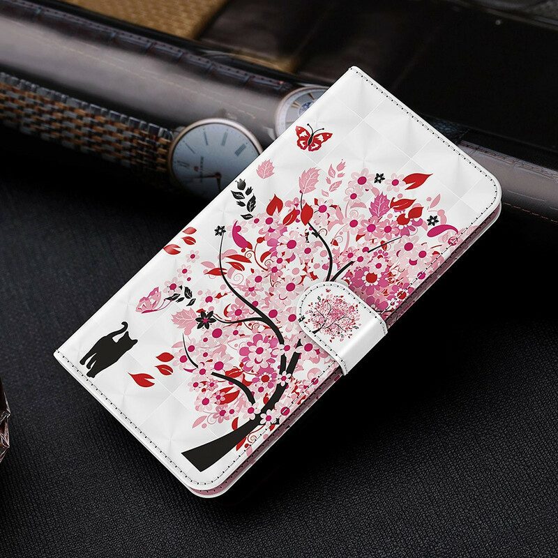 Custodia in pelle Samsung Galaxy S21 FE Albero Rosa