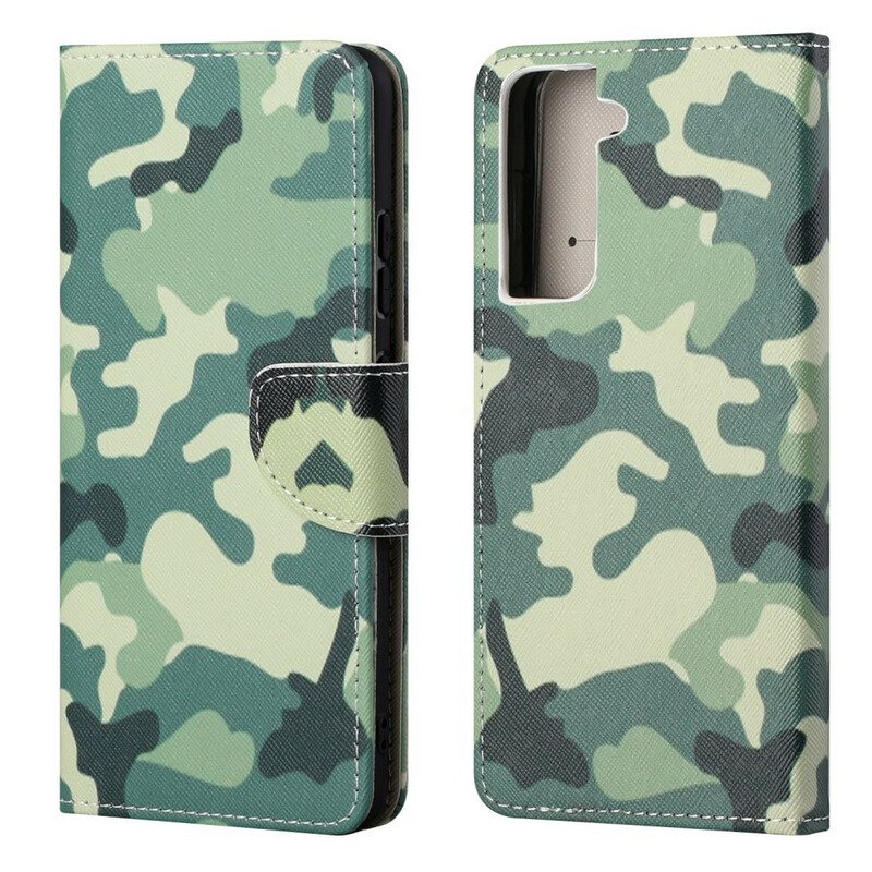 Custodia in pelle Samsung Galaxy S21 FE Camuffamento Militare