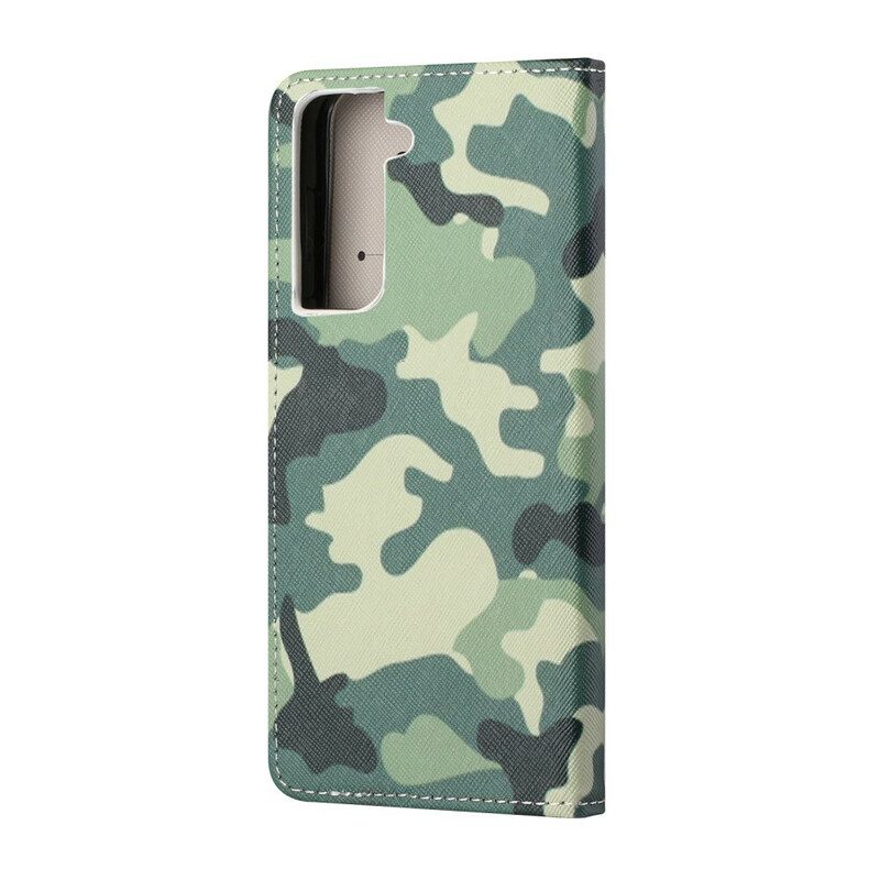 Custodia in pelle Samsung Galaxy S21 FE Camuffamento Militare