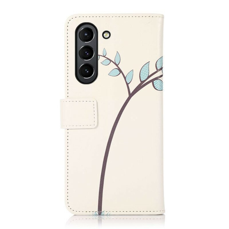 Custodia in pelle Samsung Galaxy S21 FE Coppia Di Gufi Sull'albero