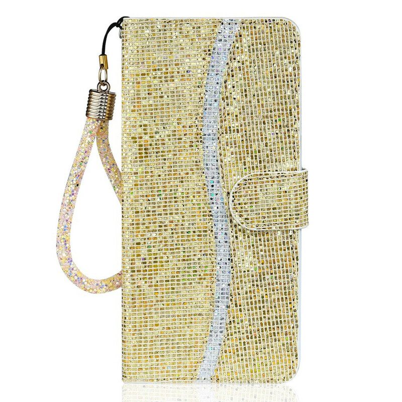 Custodia in pelle Samsung Galaxy S21 FE Design A S Con Paillettes