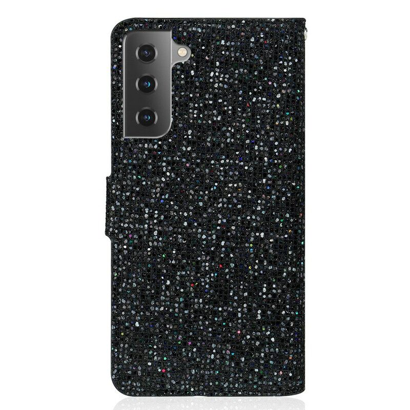 Custodia in pelle Samsung Galaxy S21 FE Design A S Con Paillettes