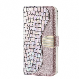 Custodia in pelle Samsung Galaxy S21 FE Diamanti Coccodrillo