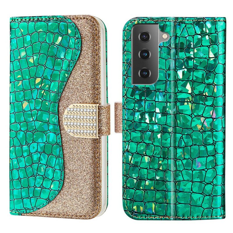 Custodia in pelle Samsung Galaxy S21 FE Diamanti Coccodrillo