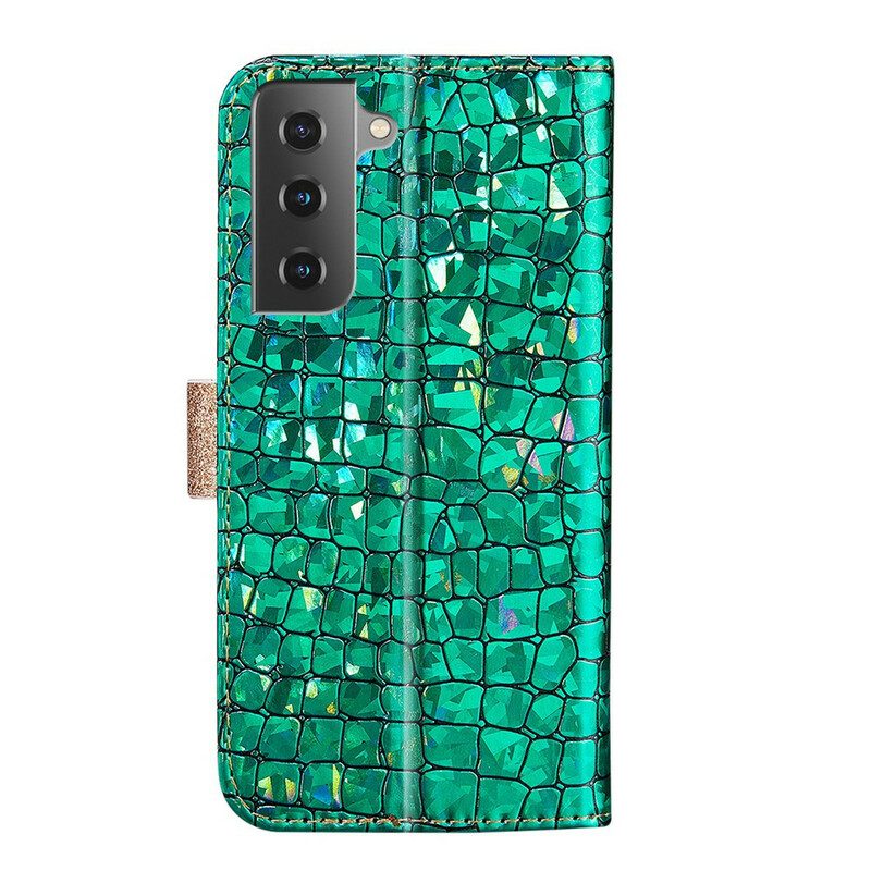 Custodia in pelle Samsung Galaxy S21 FE Diamanti Coccodrillo