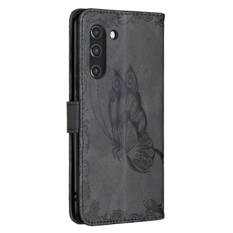 Custodia in pelle Samsung Galaxy S21 FE Farfalla Barocco Strappy