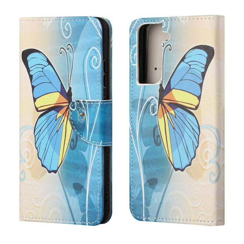 Custodia in pelle Samsung Galaxy S21 FE Farfalle