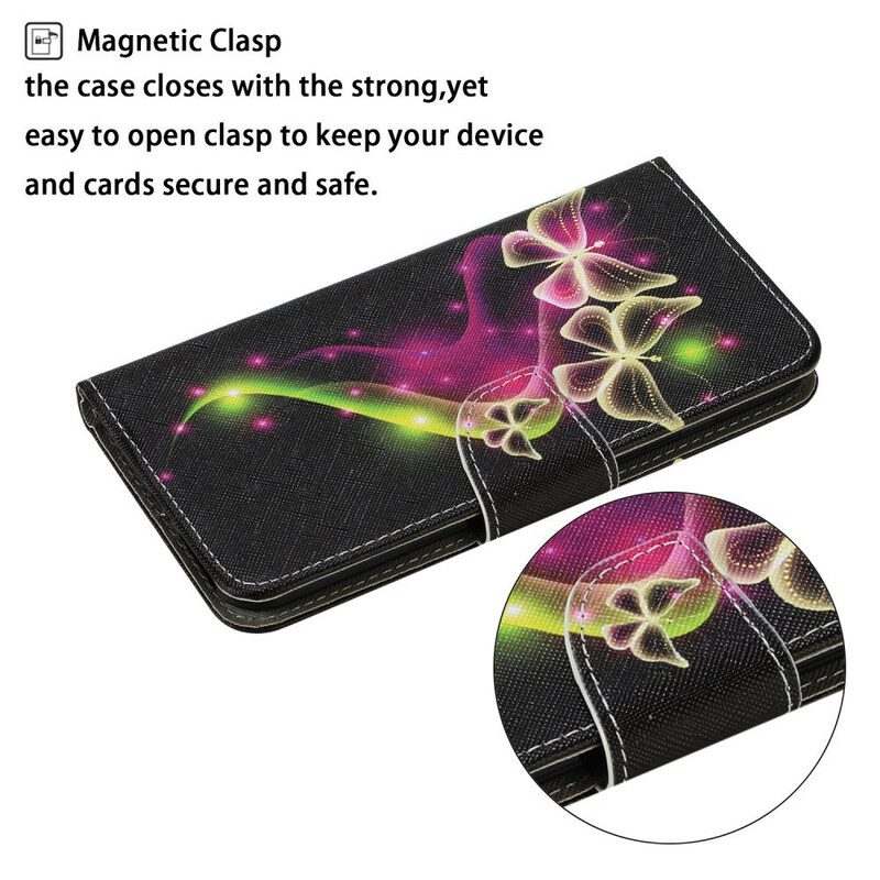 Custodia in pelle Samsung Galaxy S21 FE Farfalle Magiche