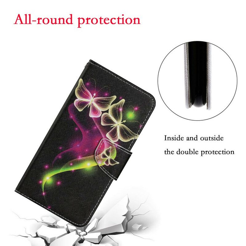 Custodia in pelle Samsung Galaxy S21 FE Farfalle Magiche