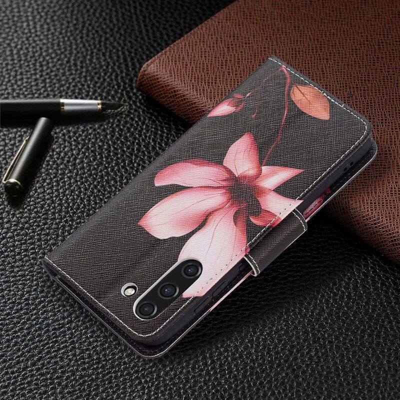 Custodia in pelle Samsung Galaxy S21 FE Fiore Rosa