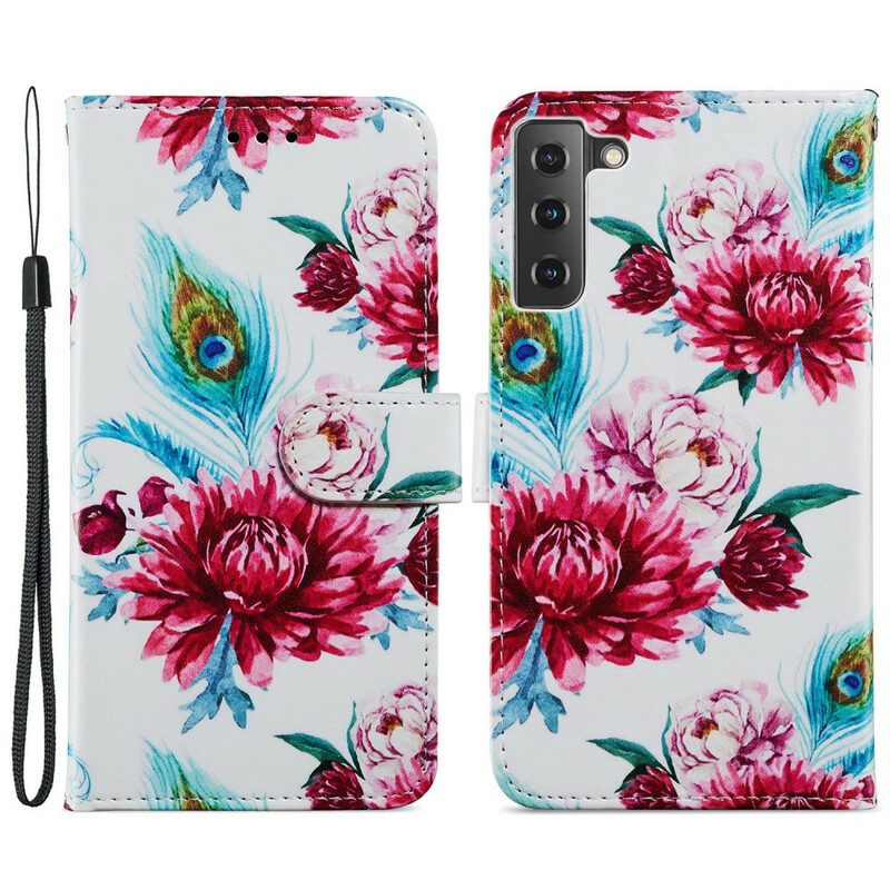 Custodia in pelle Samsung Galaxy S21 FE Fiori Intensi