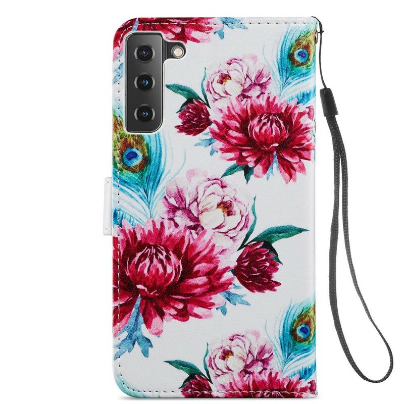 Custodia in pelle Samsung Galaxy S21 FE Fiori Intensi