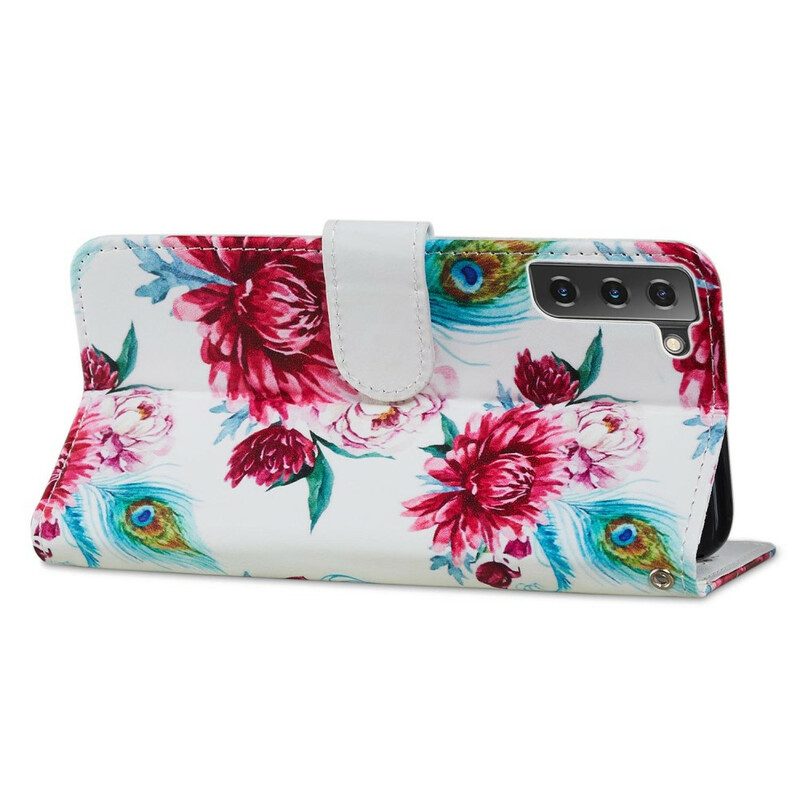 Custodia in pelle Samsung Galaxy S21 FE Fiori Intensi