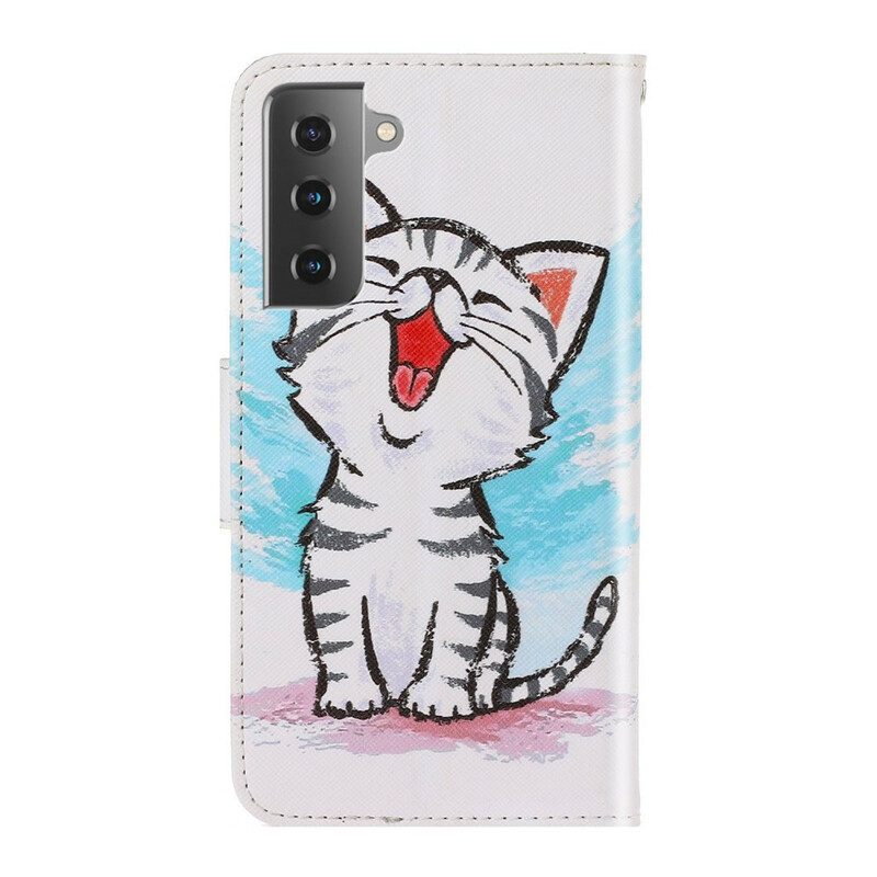 Custodia in pelle Samsung Galaxy S21 FE Gattino Di Colore Strappy