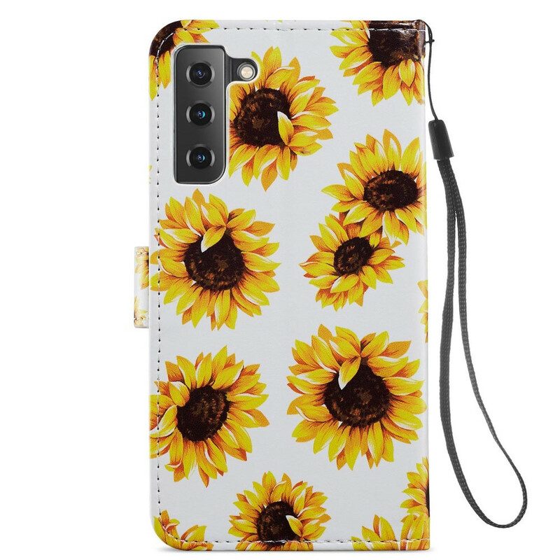 Custodia in pelle Samsung Galaxy S21 FE Girasoli