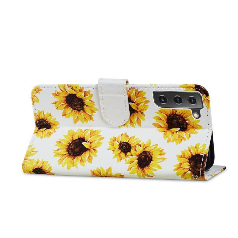 Custodia in pelle Samsung Galaxy S21 FE Girasoli