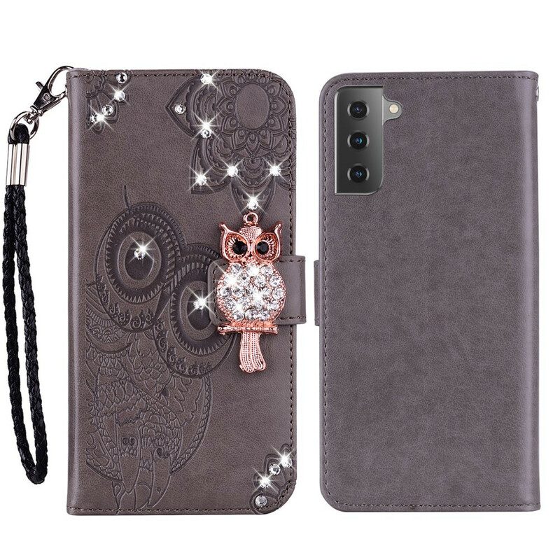 Custodia in pelle Samsung Galaxy S21 FE Mandala E Fascino Del Gufo