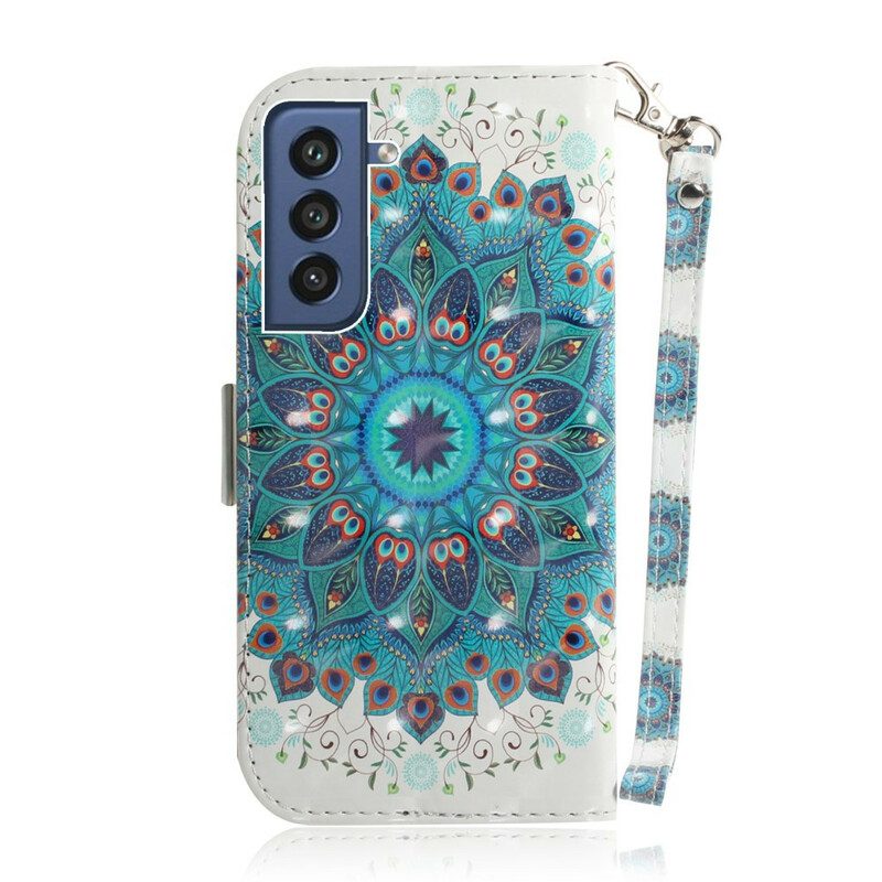 Custodia in pelle Samsung Galaxy S21 FE Mandala Magistrale Con Cinturino