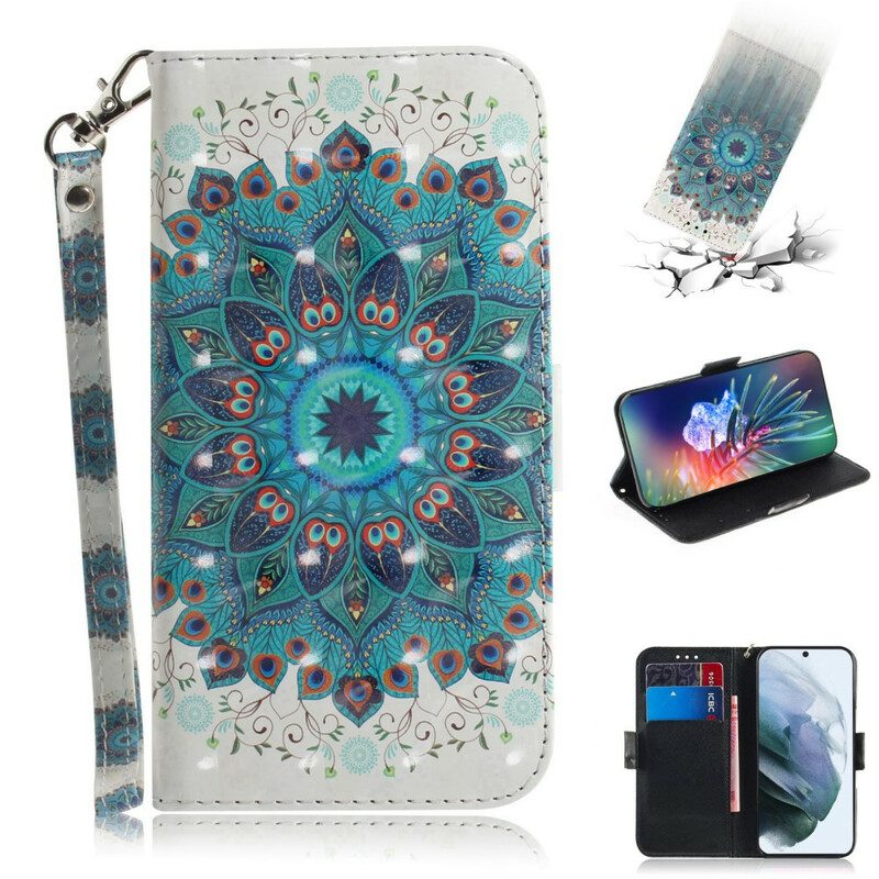 Custodia in pelle Samsung Galaxy S21 FE Mandala Magistrale Con Cinturino