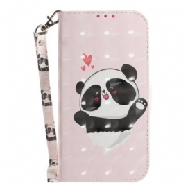 Custodia in pelle Samsung Galaxy S21 FE Panda Love Con Cordino