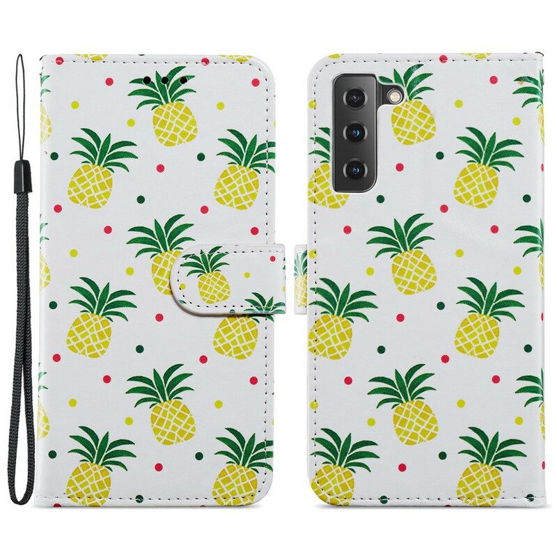 Custodia in pelle Samsung Galaxy S21 FE Più Ananas