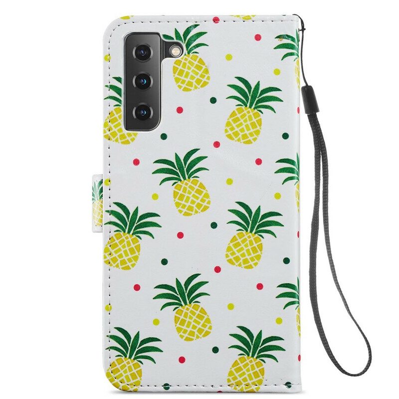 Custodia in pelle Samsung Galaxy S21 FE Più Ananas