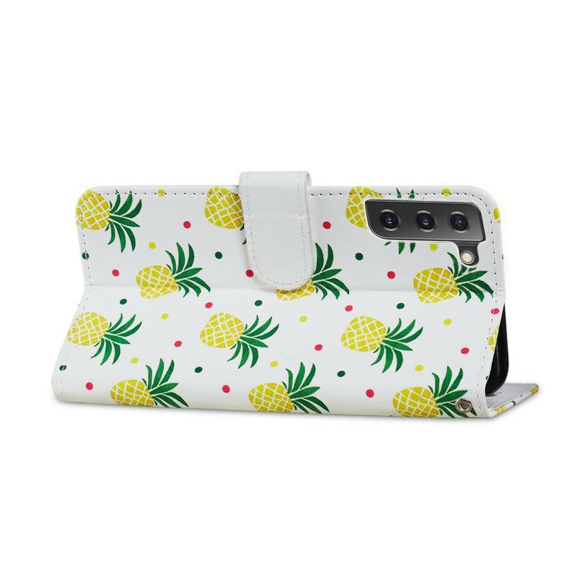 Custodia in pelle Samsung Galaxy S21 FE Più Ananas