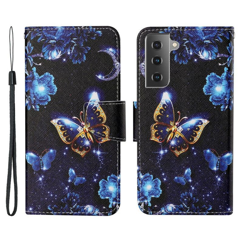 Custodia in pelle Samsung Galaxy S21 FE Preziose Perizoma Farfalle