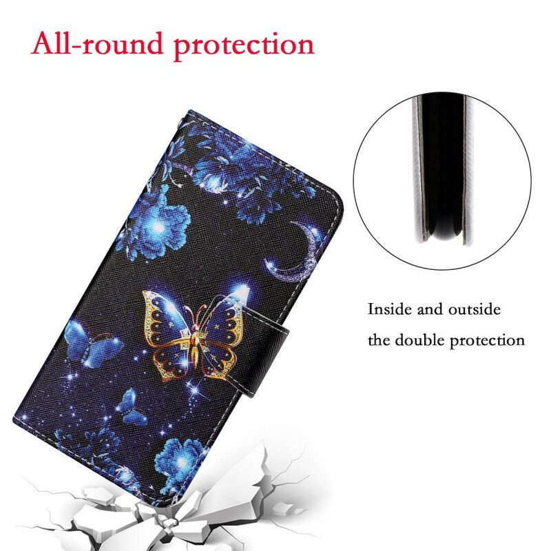 Custodia in pelle Samsung Galaxy S21 FE Preziose Perizoma Farfalle