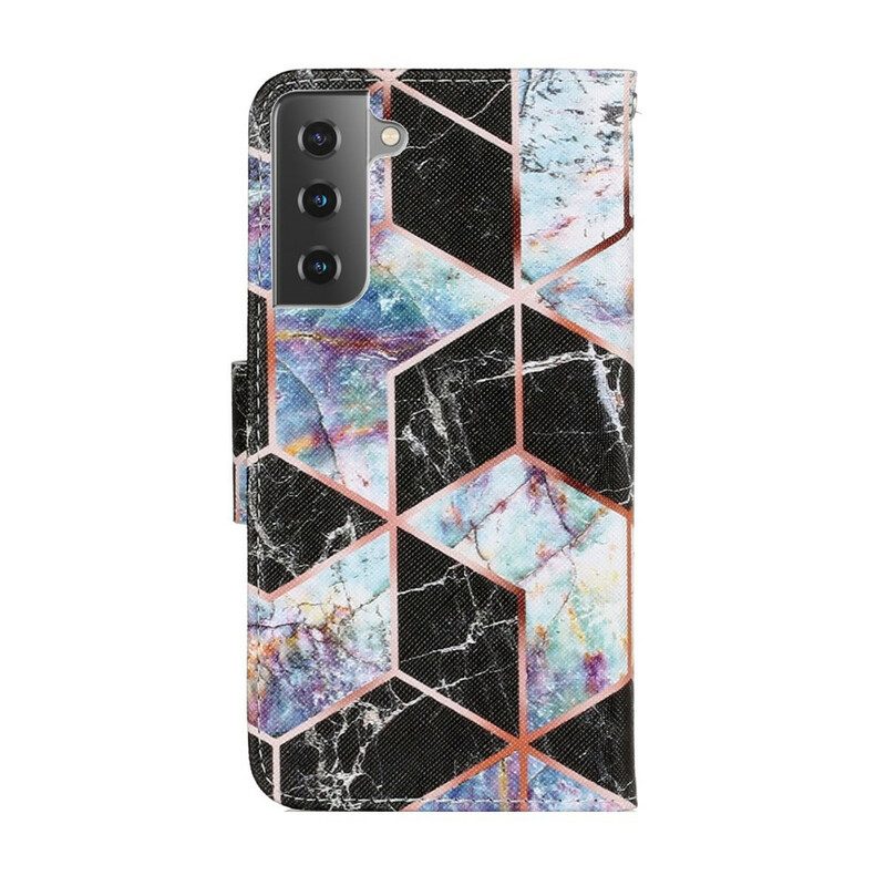 Custodia in pelle Samsung Galaxy S21 FE Stile Geometrico In Marmo