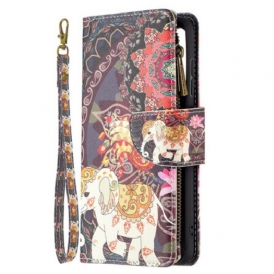 Custodia in pelle Samsung Galaxy S21 FE Tasca Con Zip A Forma Di Elefante