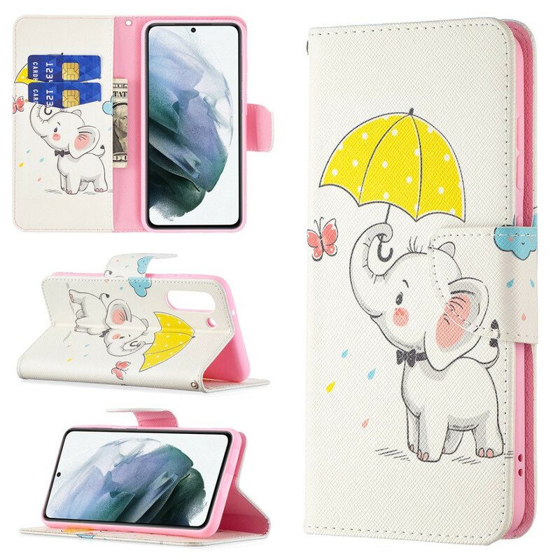 Folio Cover Samsung Galaxy S21 FE Cucciolo Di Elefante