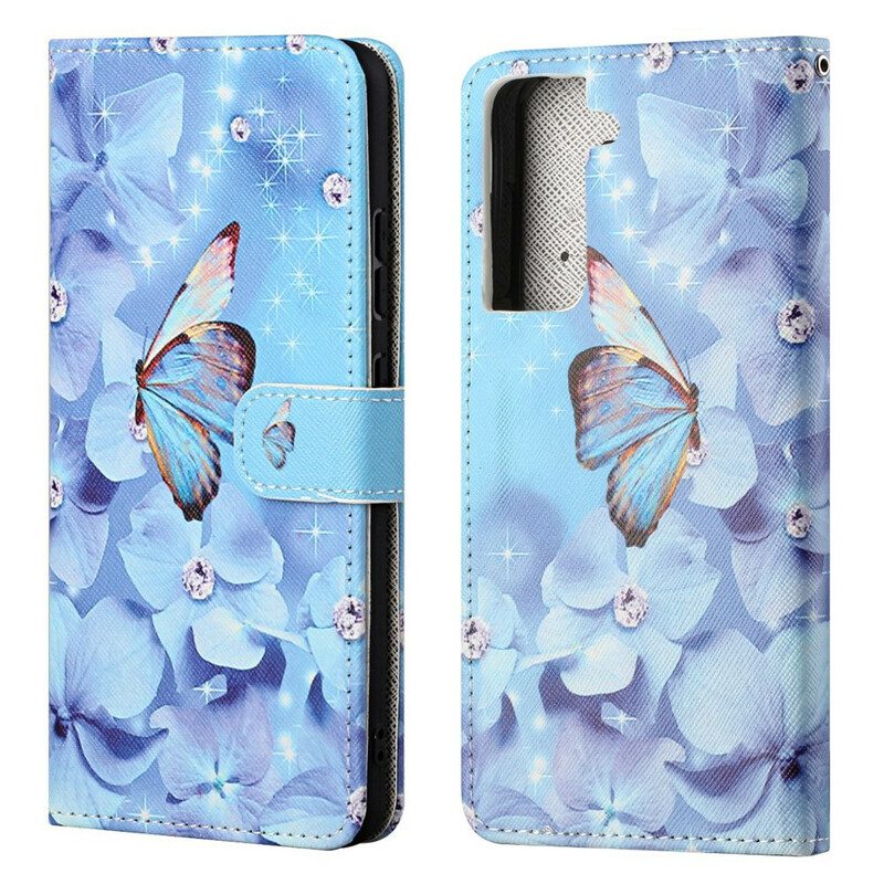 Folio Cover Samsung Galaxy S21 FE Farfalle Di Diamanti Strappy