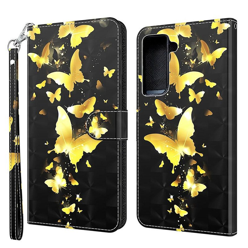 Folio Cover Samsung Galaxy S21 FE Farfalle Gialle